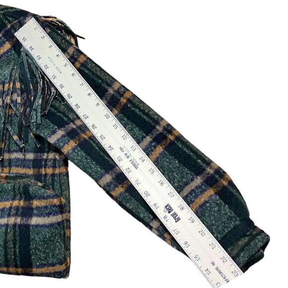 Blank NYC Jacket Women’s XL Green Plaid Shacket Fringe Button Down Pockets - Picture 11 of 16
